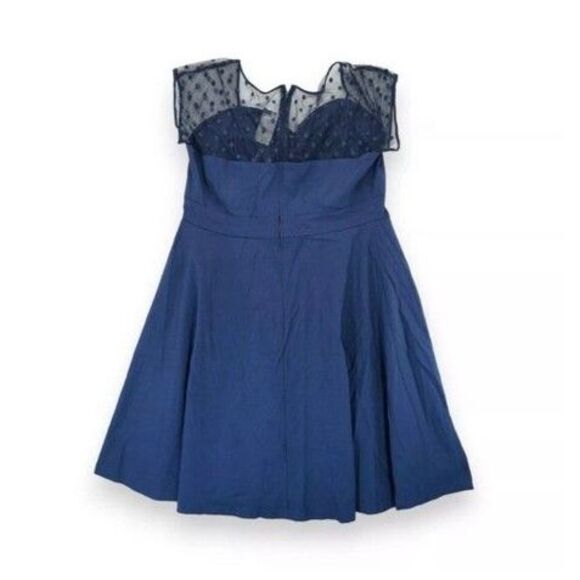 Torrid Navy Blue Mesh Dot Inset Retro Swing Dress Sweetheart Neck Size 20 Retro - Picture 3 of 7